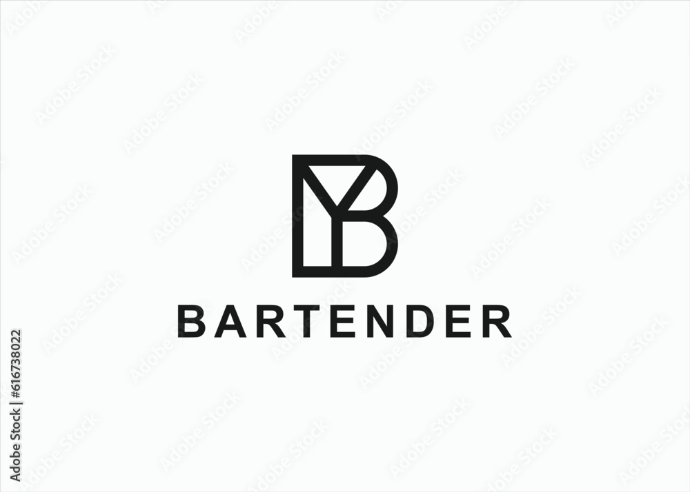 Naklejka premium bartender logo design vector silhouette illustration