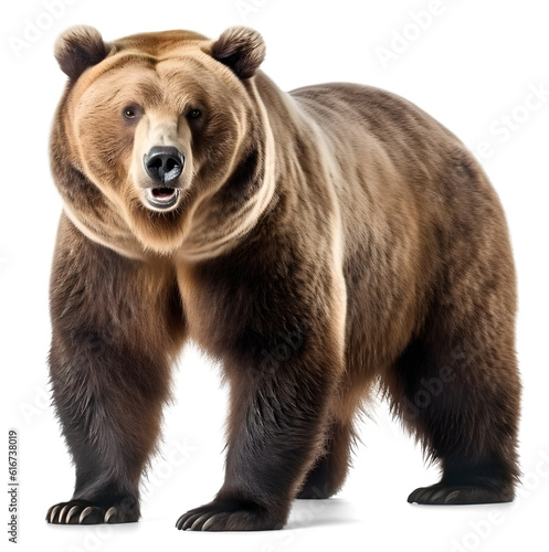 a side view of a big grizzly bear, isolated background. Generative Ai © FP Creative Stock