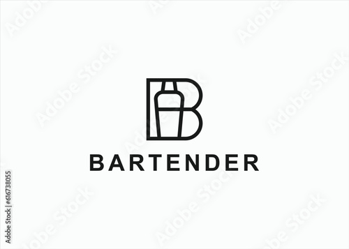 bartender logo design vector silhouette illustration