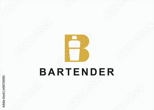 bartender logo design vector silhouette illustration