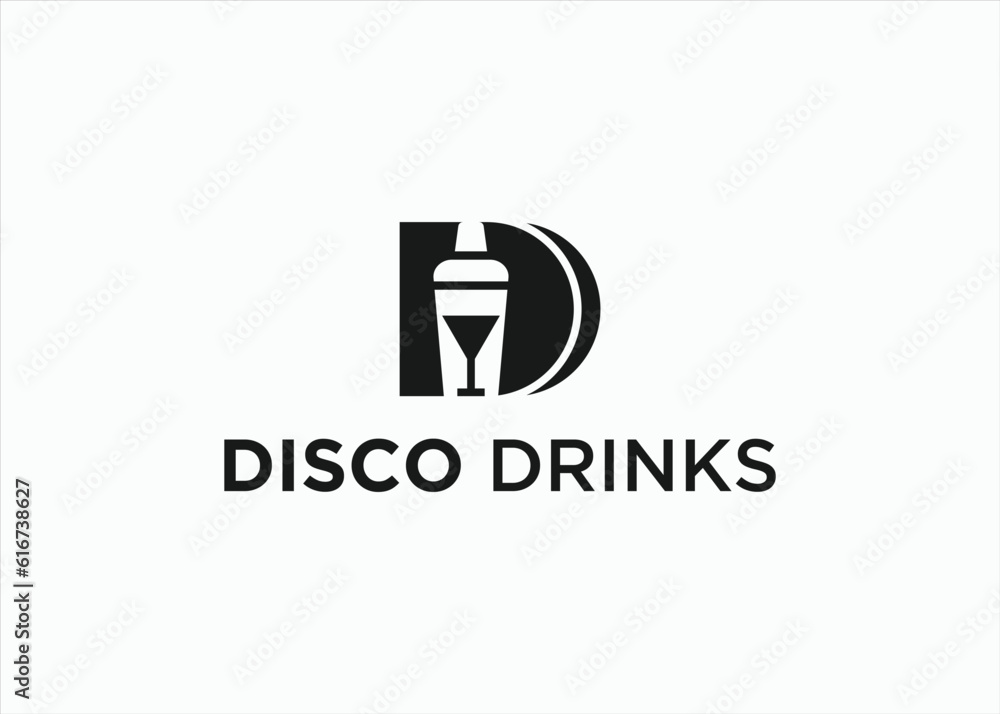 letter d with bartender logo design vector silhouette illustration letter d with bartender logo design vector silhouette illustration