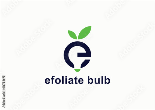 letter e with bulb logo design vector silhouette illustration