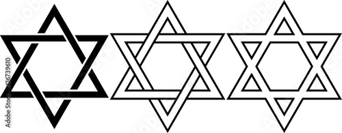 outline silhouette Star of David sign set on white background