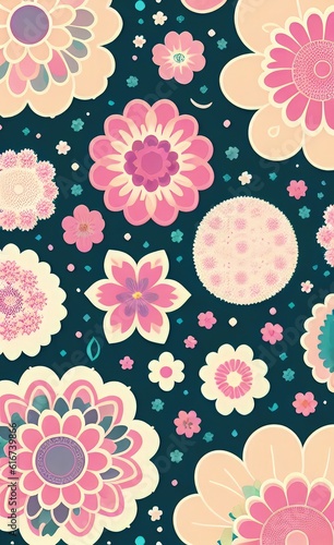 Vintage style pastel colored flower pattern background.