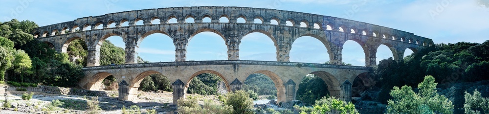 Panoramic view of the Pont du Gard, France