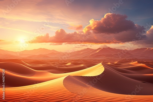 Sunset over Desert Sand Dunes