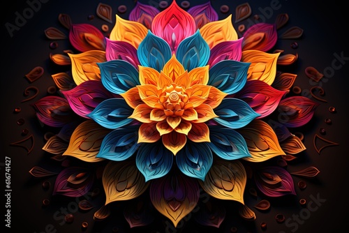 Vibrant Mandala on Dark Background