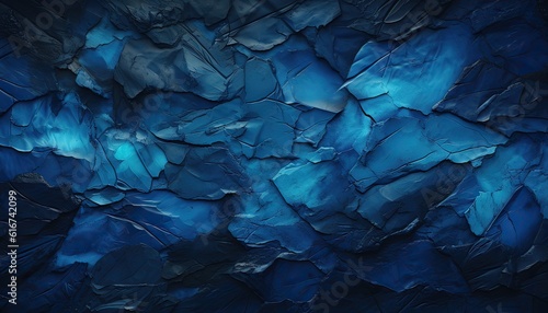 Generative AI illustration of dark monochrome liken blue, texture, abstract, psychedelic, vibrant background