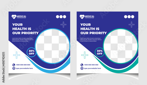 Healthcare or medical social media post template design.