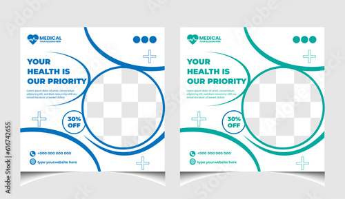 Healthcare or medical social media post template design.