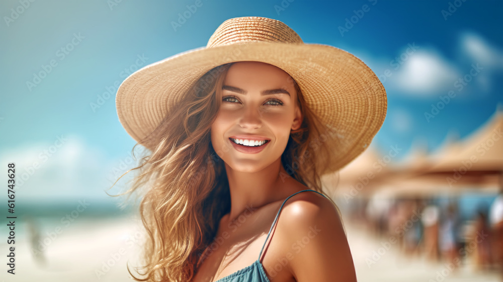 Sun, Sand, and Serenity: Enchanting Girl with Windswept Tresses on the Beach