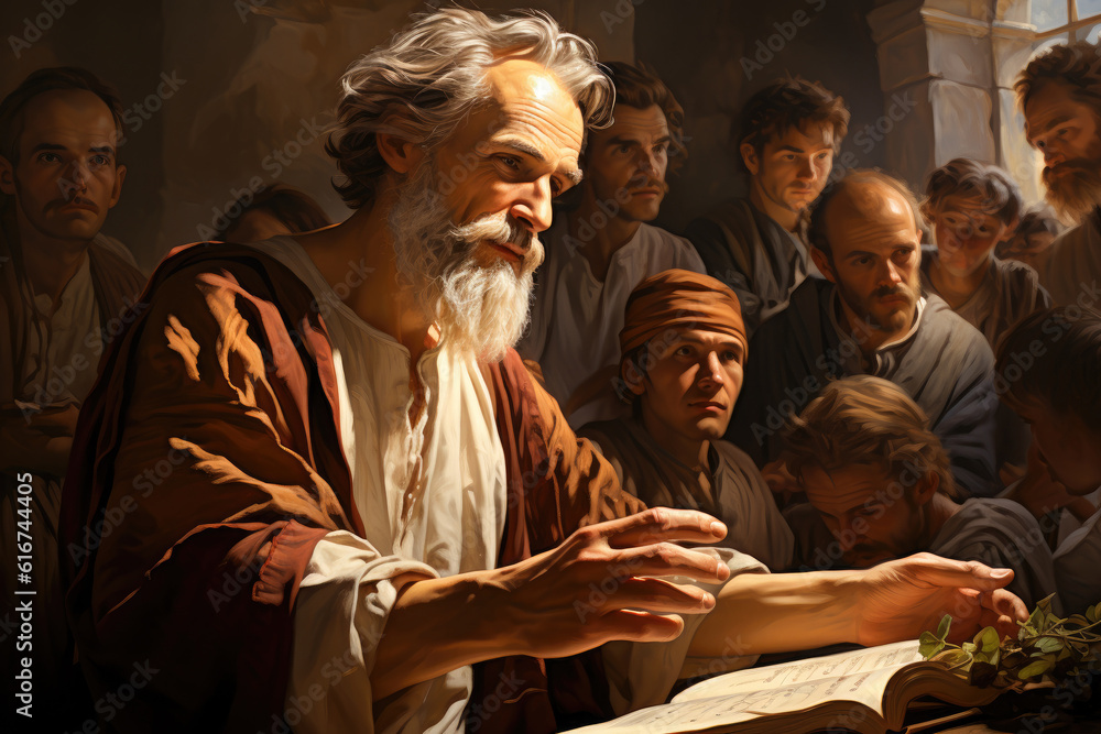 Apostle Paul preaching in the synagogue to the Ephesians Generative AI Apostle Paul preaching in the synagogue to the Ephesians Generative AI