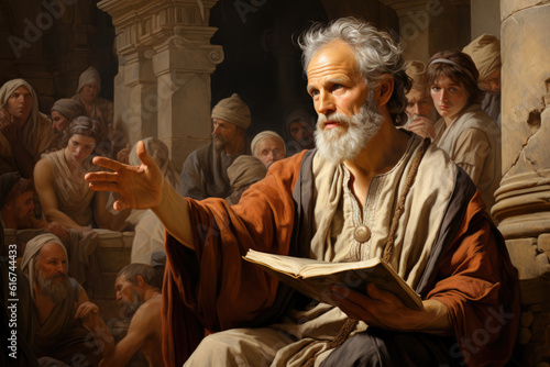 Fotografie, Obraz Apostle Paul preaching in the synagogue to the Ephesians Generative AI Illustrat