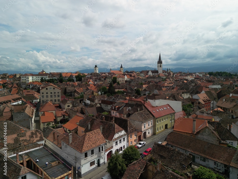 Aerial view of Sibiu in Transylvania, Romania