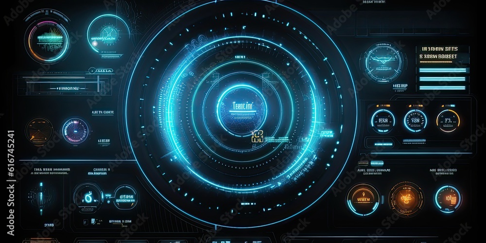 Fototapeta premium Futuristic HUD screen data hologram. Generative AI