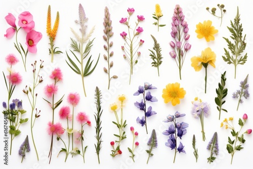 Wild flowers  grass  and plants in a beautiful composition  Generative AI