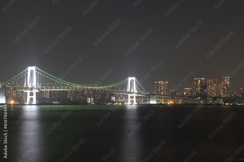 Night view of Rainbow Bridge in Tokyo, Japan