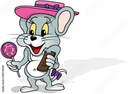 Adorable Smiling Gray Mouse...