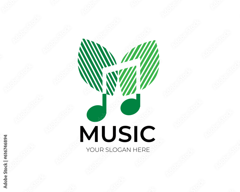 Music logo nature green musical vector icon template design Music logo nature green musical vector icon template design