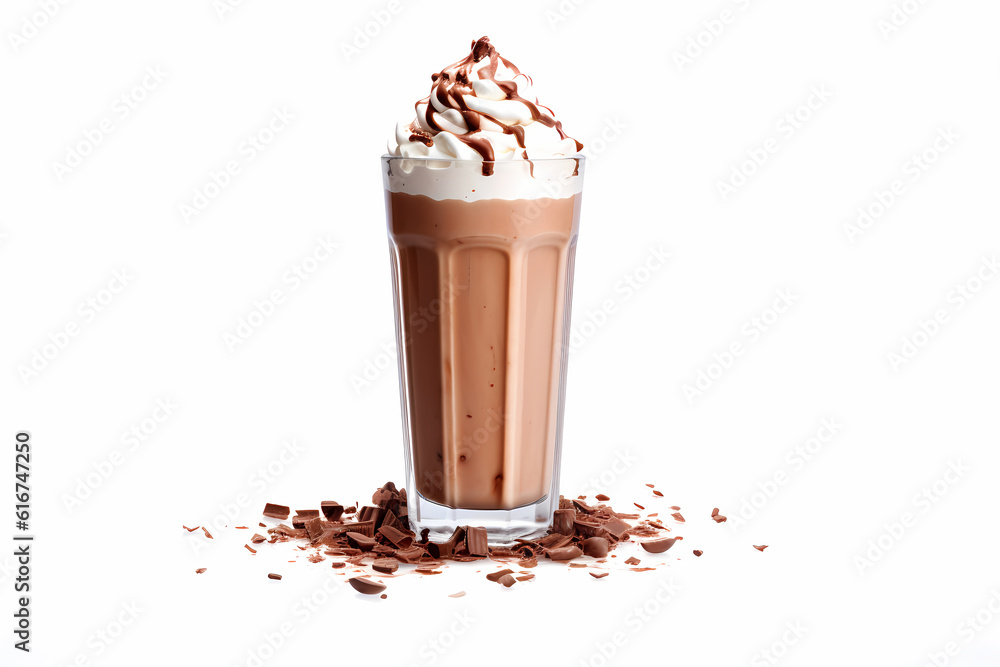 Chocolate milkshake isolated on white background. Generative AI Chocolate milkshake isolated on white background. Generative AI