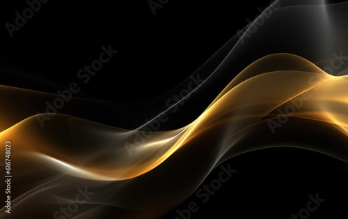 Black and Gold Wavy Fluid Background - Abstract Design