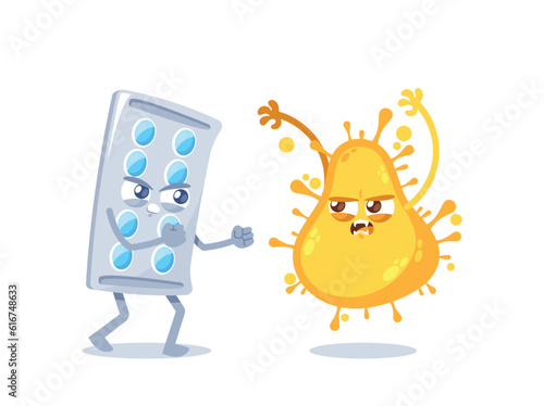 Medicine Blister Fights Virus. Powerful Protection Against Viral Infections, Offering Relief And Defense