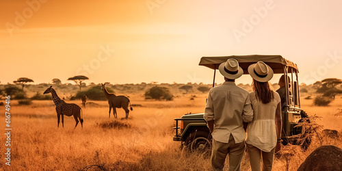 Urlauber auf Safari in Afrika KI photo