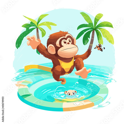 Diving Monkey Delight! Make a splash with this diving monkey © just_colorful