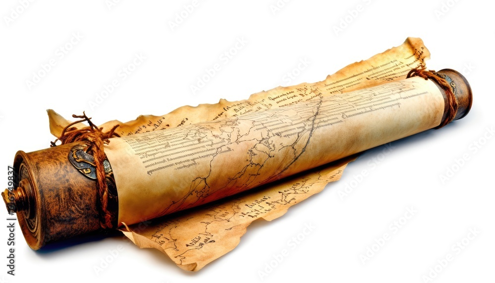 Old manuscript parchment Hebrew text ancient biblical scroll prophets message Generative AI Illustration