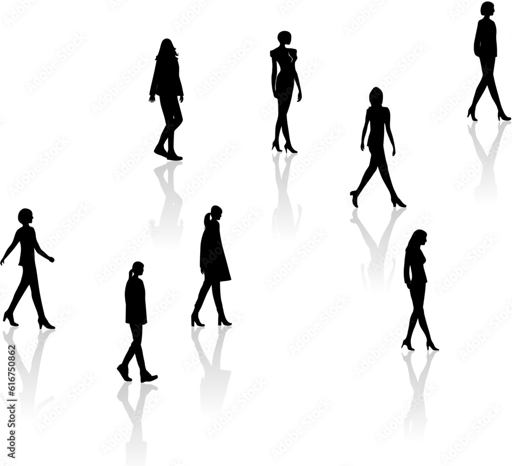 Obraz premium 歩く人々, ベクターファイル