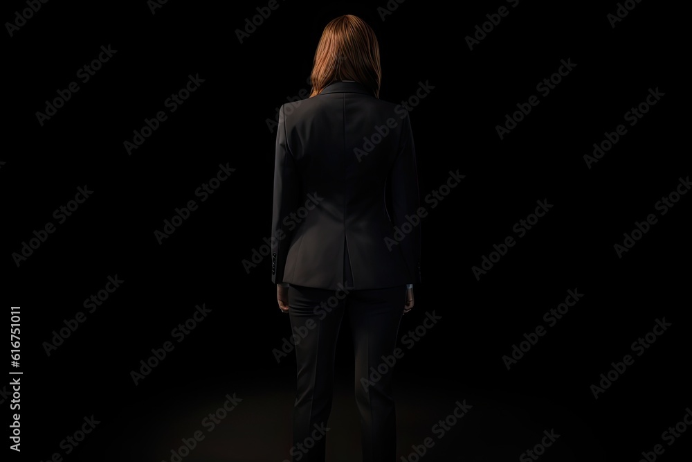 Professional Businesswoman in Suit Standing with Copy Space Background
