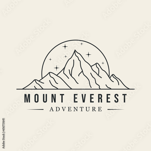 mountain everest line art design logo vector.