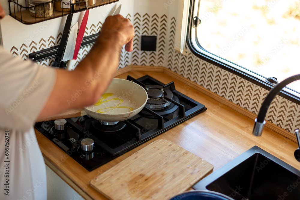 custom made wallpaper toronto digitalolder man cooking in his motorhome,Aromas of Culinary Adventure