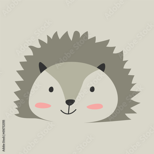 portrait of a forest hedgehog on a gray background