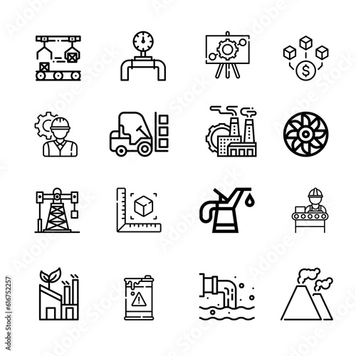 Simple Set of Engineering Related Line Vector Icons. Contains Icons like Manufacturing, Engineer, Production, Settings and more