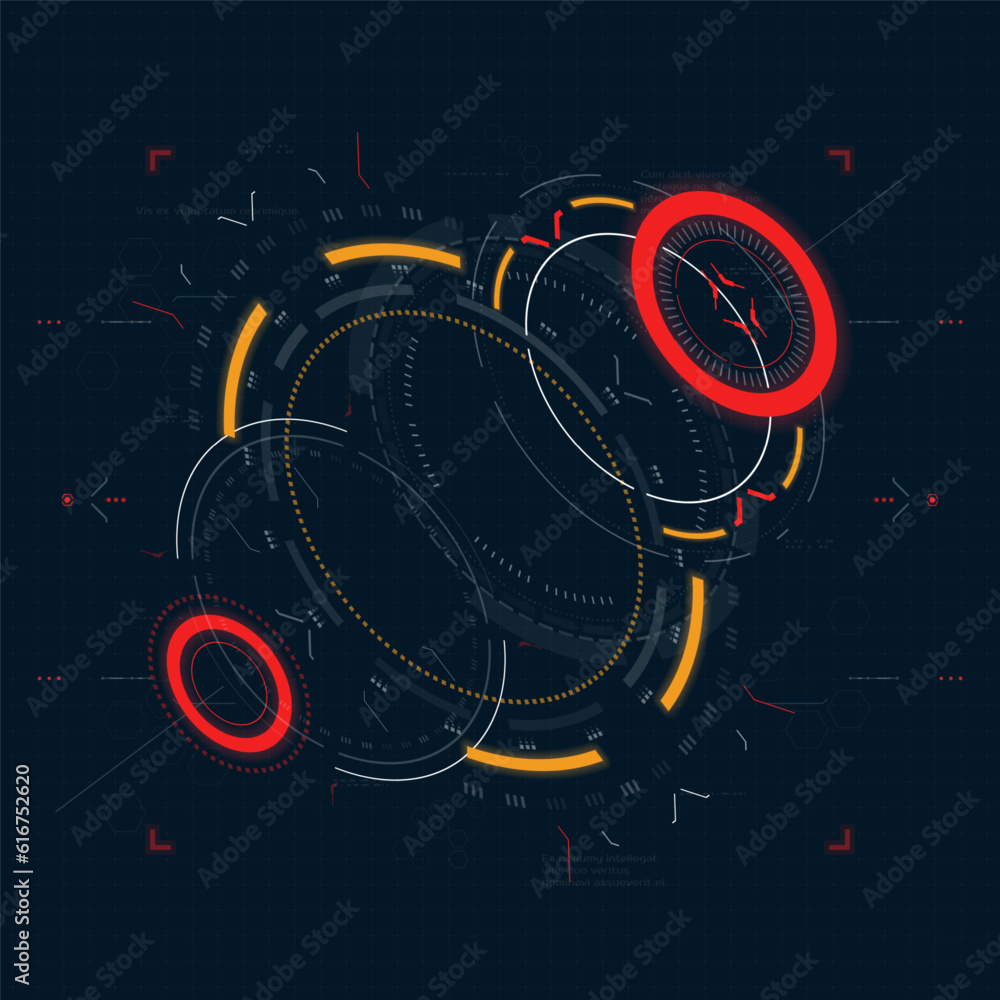 Fototapeta premium Hud futuristic element. Hi-tech user interface, 3d navigation panel. Abstract virtual technology. Vector illustration.