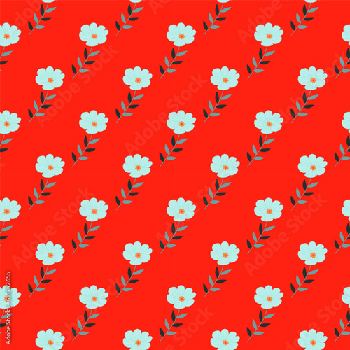 Simple stylized flower seamless pattern. Decorative naive botanical backdrop.