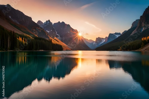 sunrise in the mountains AI Generated  © HotiGrapher