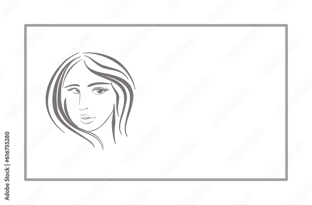 A flat graphic of a front view of an oval shaped female face with short straight hair in a frame, isolated on a white background A flat graphic of a front view of an oval shaped female face with short straight hair in a frame, isolated on a white background