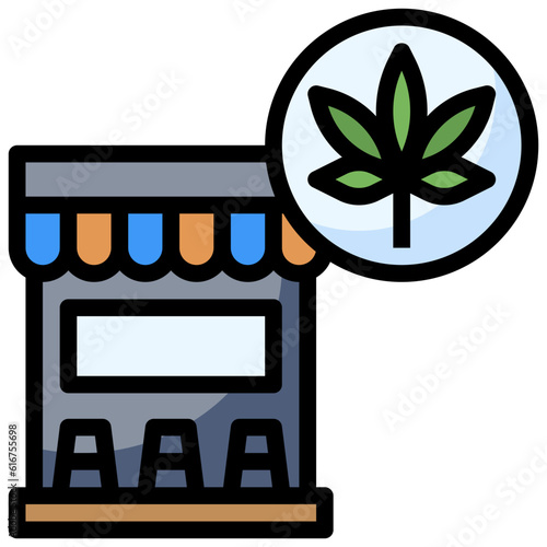 RECREATIONAL CANNABIS STORE line icon,linear,outline,graphic,illustration