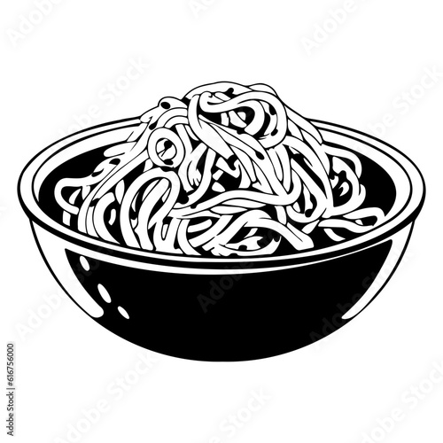 Spaghetti, A bowl of spaghetti, Italian spaghetti pasta in black
