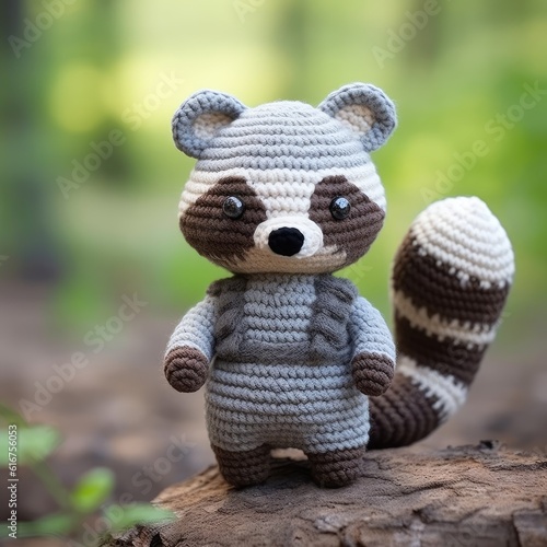 Cute crocheted raccoon