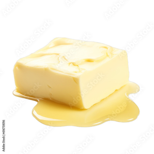 Delicious melting creamy butter isolated on a transparent background
