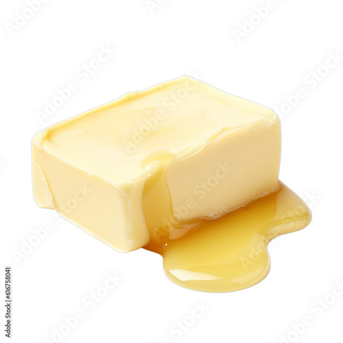 Delicious melting creamy butter isolated on a transparent background