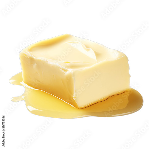 Delicious melting creamy butter isolated on a transparent background