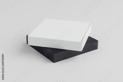Two Boxes,White and Black Color Cardboard Box Mockup 3D Illustration