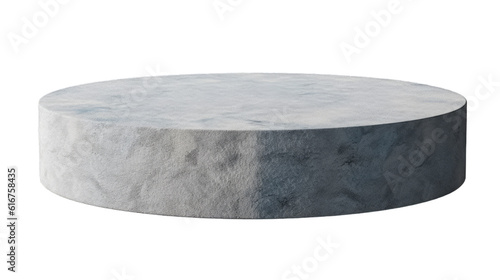 Empty simple to use, circular grey stone podium for product display mockup, isolated on a transparent background