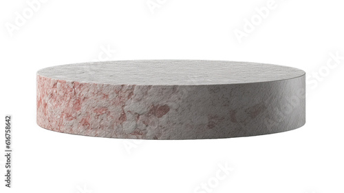 Empty simple to use, circular grey & red stone podium for product display mockup, isolated on a transparent background