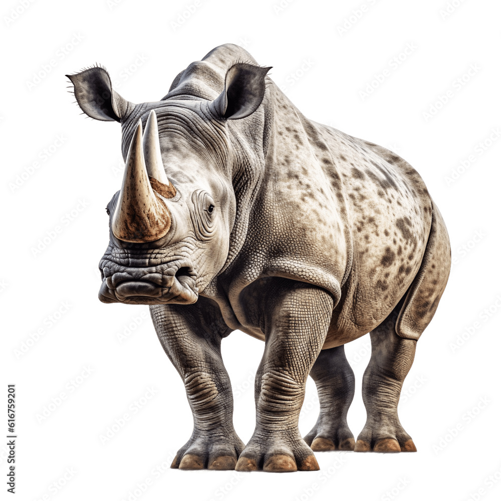 Rhino isolated on transparent background.