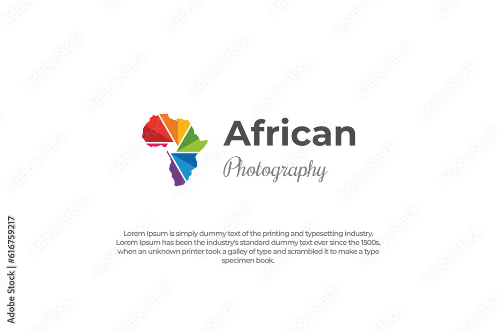 logo african continent map shape colorful lens photography logo african continent map shape colorful lens photography